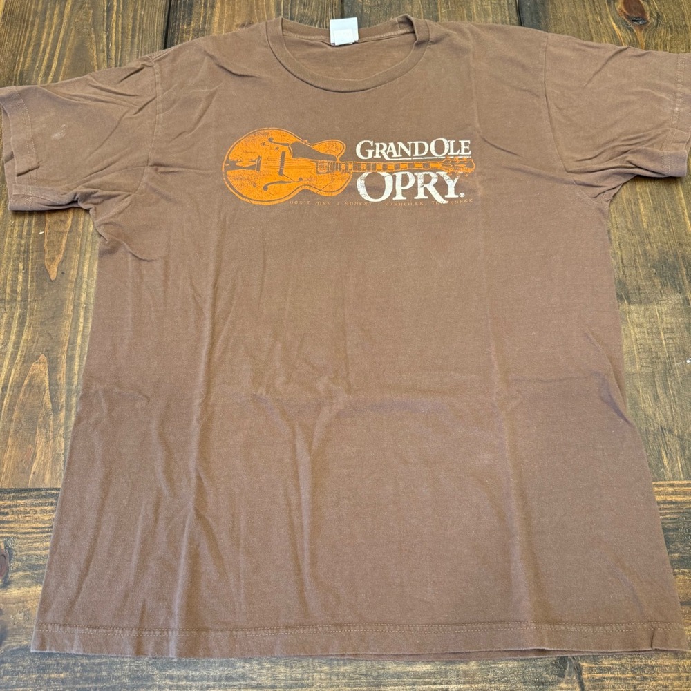 Grand Ole Opry Nashville Tennessee Guitar Graphic‎ T-Shirt Mens XL Brown Cotton